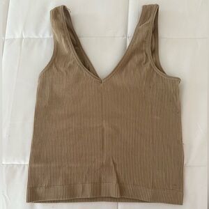 Rue21 Tan Ribbed Crop Tank Top